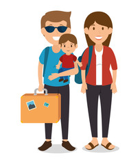 Obraz premium family tourists avatars characters vector illustration design