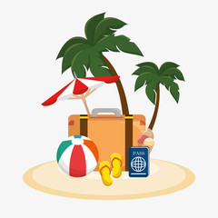 beach scene with tourism equipment vector illustration design