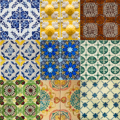 Collage of ceramic tiles from Portugal