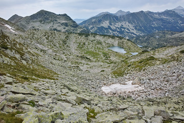 Amazing landscape of Valyavishki lakes from Dzhangal Peak, Pirin mountain, Bulgaria