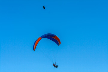 Paragliding with the eagles above the clouds, Pokhara Nepal.