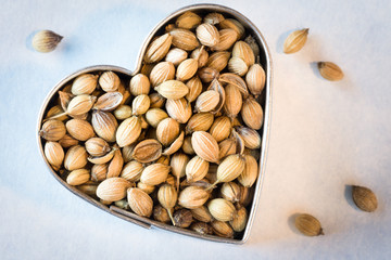 Coriander Seeds in a Heart Shape