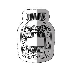 sticker silhouette bottle with salt and pepper vector illustration