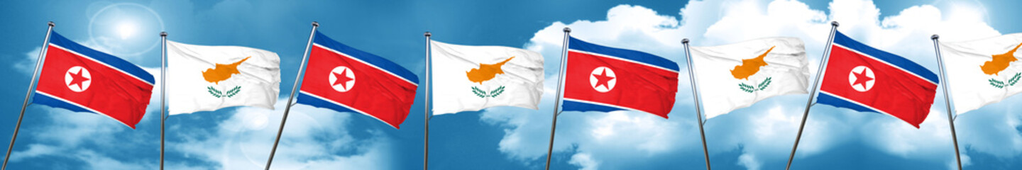 North Korea flag with Cyprus flag, 3D rendering