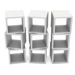 Product display boxes. 3D render isolated on white. Platform or Stand Illustration. Template for Object Presentation.