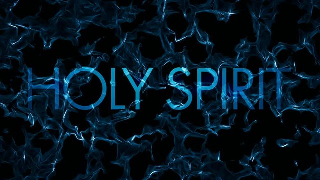 A looping background of abstract fractal water over HOLY SPIRIT title that interacts with text.