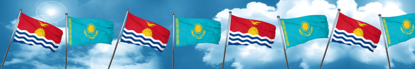 Fototapeta na wymiar Kiribati flag with Kazakhstan flag, 3D rendering