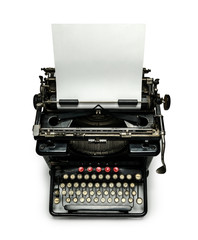 Typewriter with paper sheet isolated