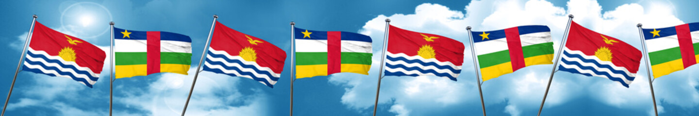 Fototapeta na wymiar Kiribati flag with Central African Republic flag, 3D rendering