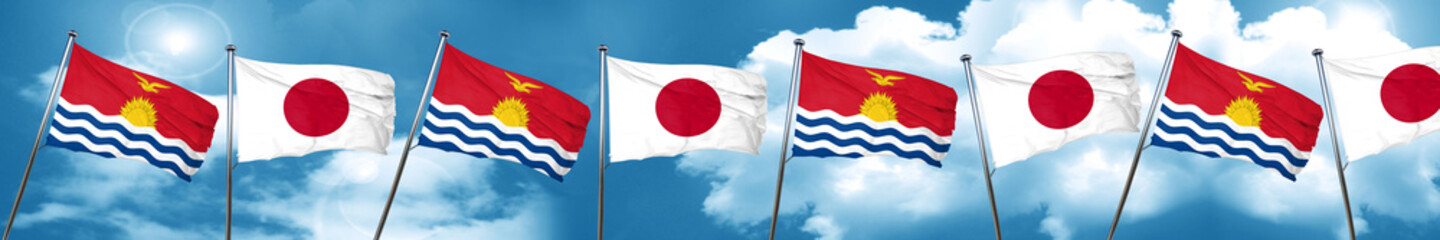 Kiribati flag with Japan flag, 3D rendering