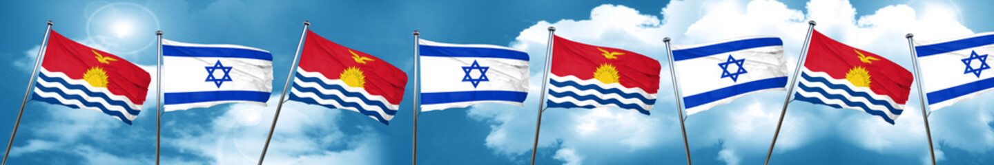 Kiribati flag with Israel flag, 3D rendering