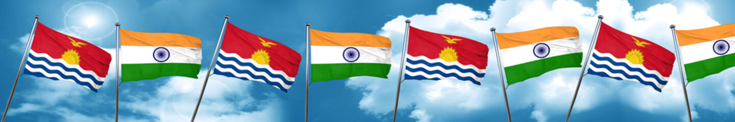 Naklejka na ściany i meble Kiribati flag with India flag, 3D rendering