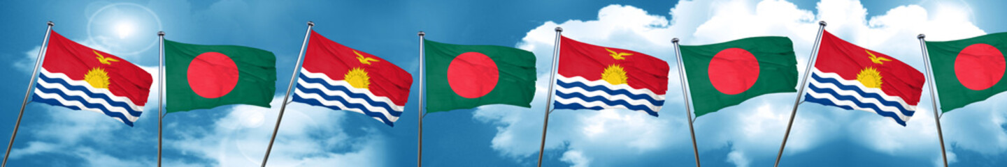 Naklejka na ściany i meble Kiribati flag with Bangladesh flag, 3D rendering