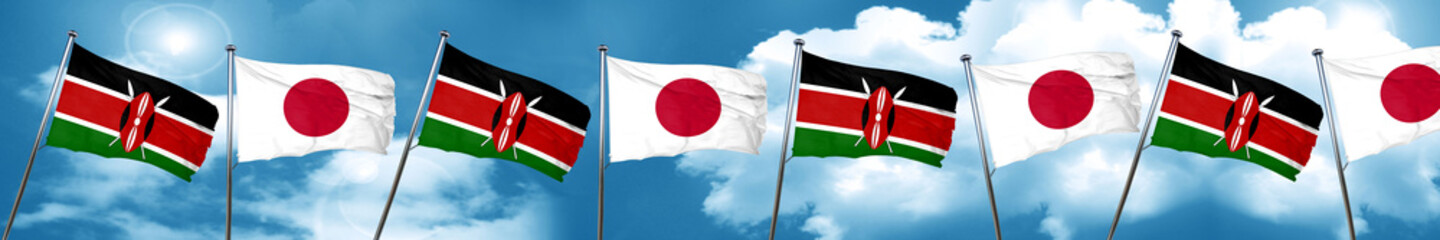 Kenya flag with Japan flag, 3D rendering