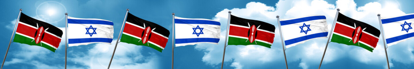 Kenya flag with Israel flag, 3D rendering