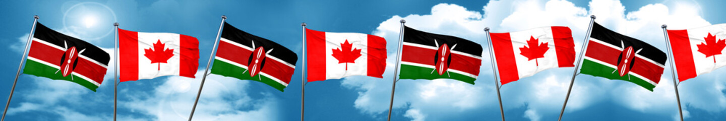 Kenya flag with Canada flag, 3D rendering
