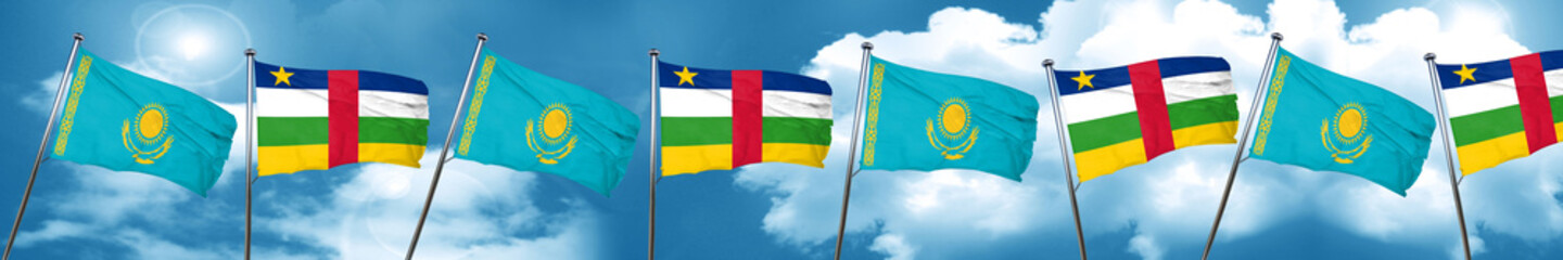 Kazakhstan flag with Central African Republic flag, 3D rendering