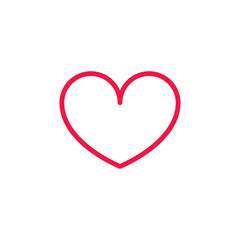 heart thin line red icon on white background, happy valentine da