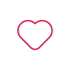 heart thin line red icon on white background, happy valentine da