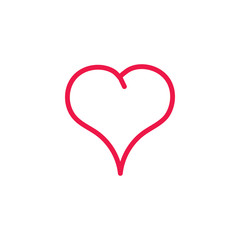 heart thin line red icon on white background, happy valentine da