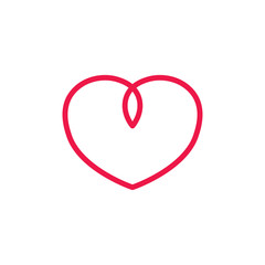 heart thin line red icon on white background, happy valentine da