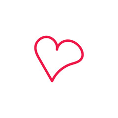 heart thin line red icon on white background, happy valentine da