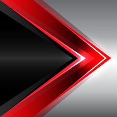 Abstract red arrow on black metal design modern background vector illustration.