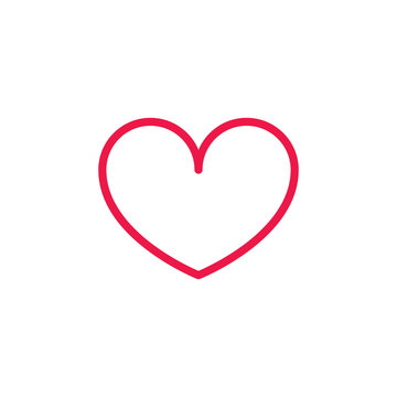 heart thin line red icon on white background, happy valentine da