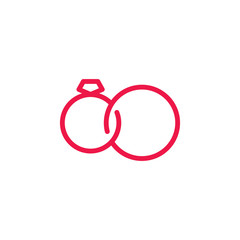  wedding ring wedding ring thin line red icon on white backgroun