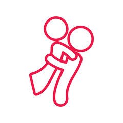 couple thin line red icon on white background, happy valentine d