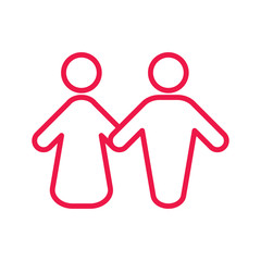 couple thin line red icon on white background, happy valentine d