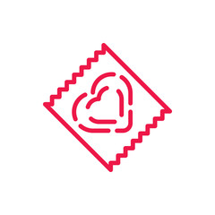 handon thin line red icon on white background, happy valentine d