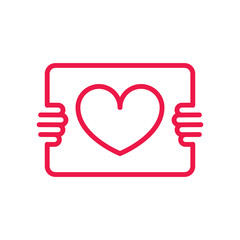 love thin line red icon on white background, happy valentine day