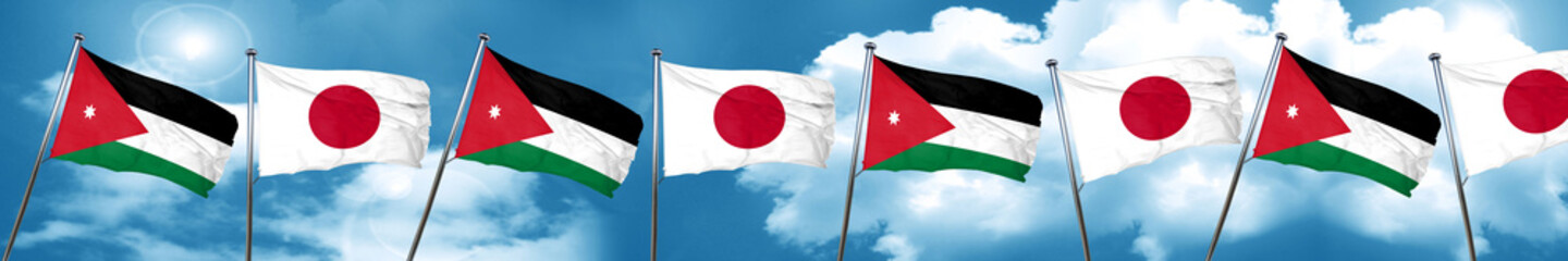 Fototapeta na wymiar Jordan flag with Japan flag, 3D rendering