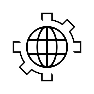 globe gear communicaton business leadership pictogram vector illustration eps 10