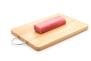 fresh tuna on wood board