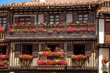 Typical architecture in main square of La Alberca. Salamanca