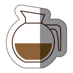 silhouette color sticker with rounded glass jar of coffee with handle vector illustration