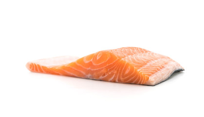 fresh salmon on white