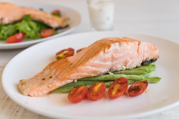 grilled salmon steak