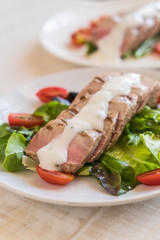 tuna steak with salad