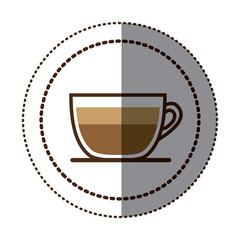 color sticker in circular frame with coffee cup close up vector illustration