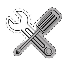 tools repair service emblem image sticker vector illustration design 
