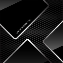 Abstract black glossy silver line on honeycomb mesh luxury background design vector illustration.