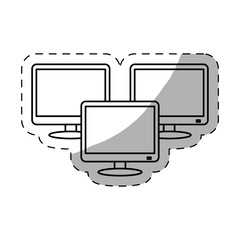 three computers icon image sticker vector illustration design 