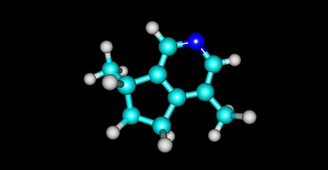 Actinidine molecular structure isolated on black