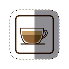 color sticker silhouette in square frame with coffee cup close up vector illustration