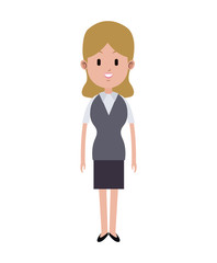 blonde woman business elegant vest and skirt vector illustration