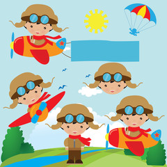 Aviator vector cartoon illustration