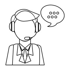 man headphone bubble icon image, vector illustration